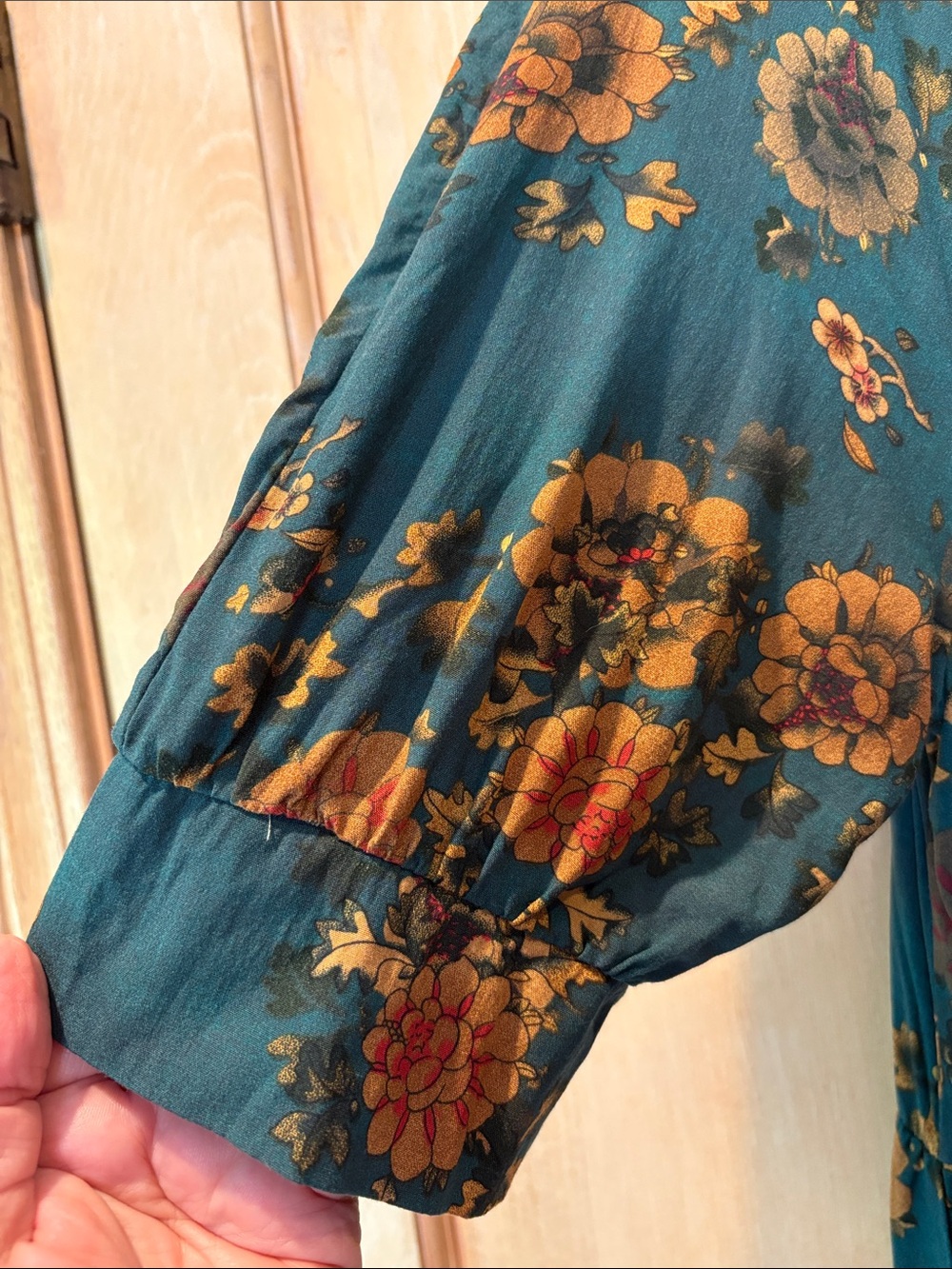 NATURAL LIFE Teal Floral Collared Tiered Maxi Dress Size M - Picture 5 of 10